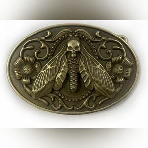 New moth bug insect Skull Silver Belt buckle Silver Or Gold